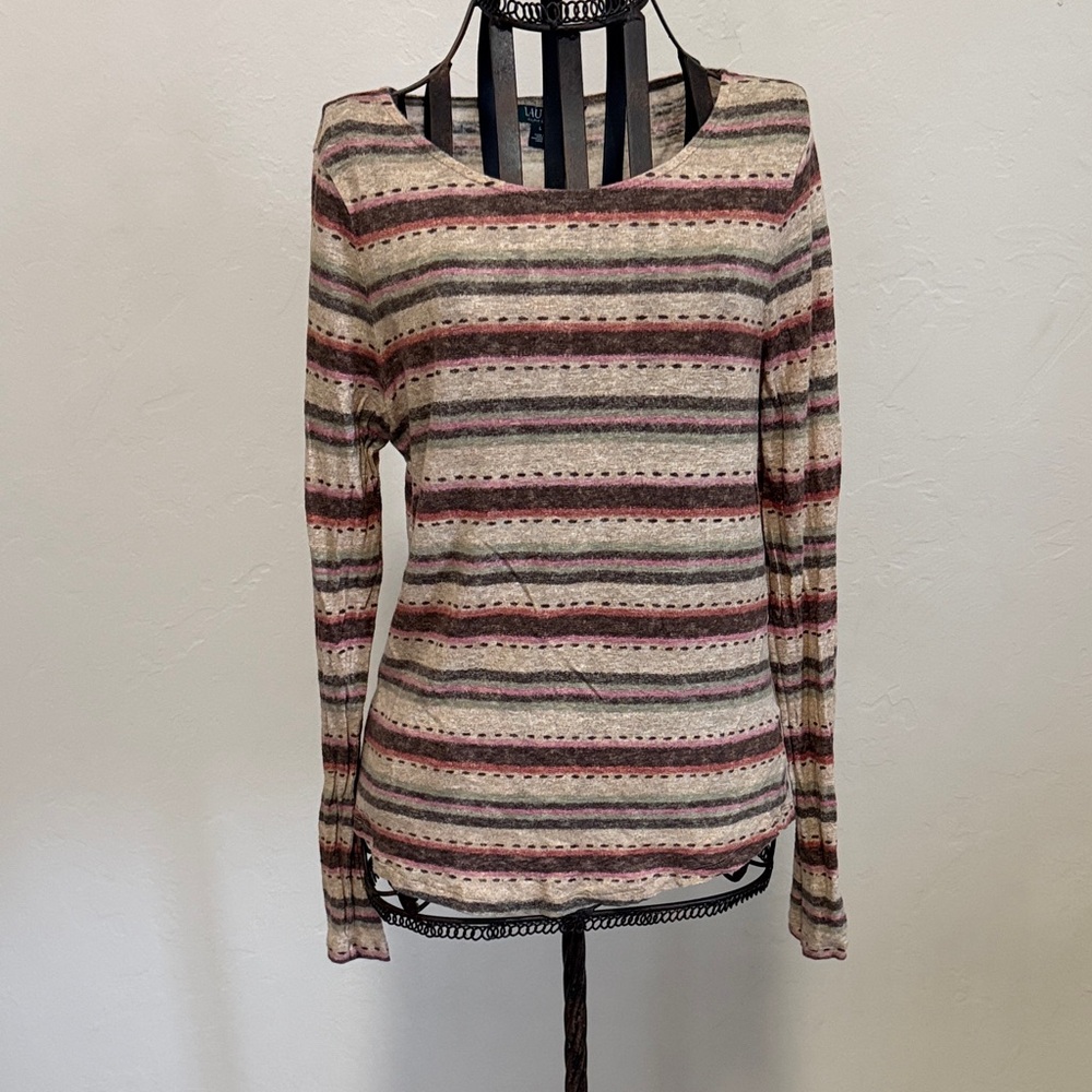 Lauren Ralph Lauren linen Multicolor Striped Long Sleeve Top